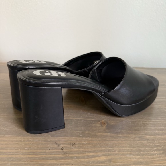 Gianni Bini Womens 10M Black Leather Sweet Dreams Peep Toe Slip On Platform Heel - Picture 4 of 9